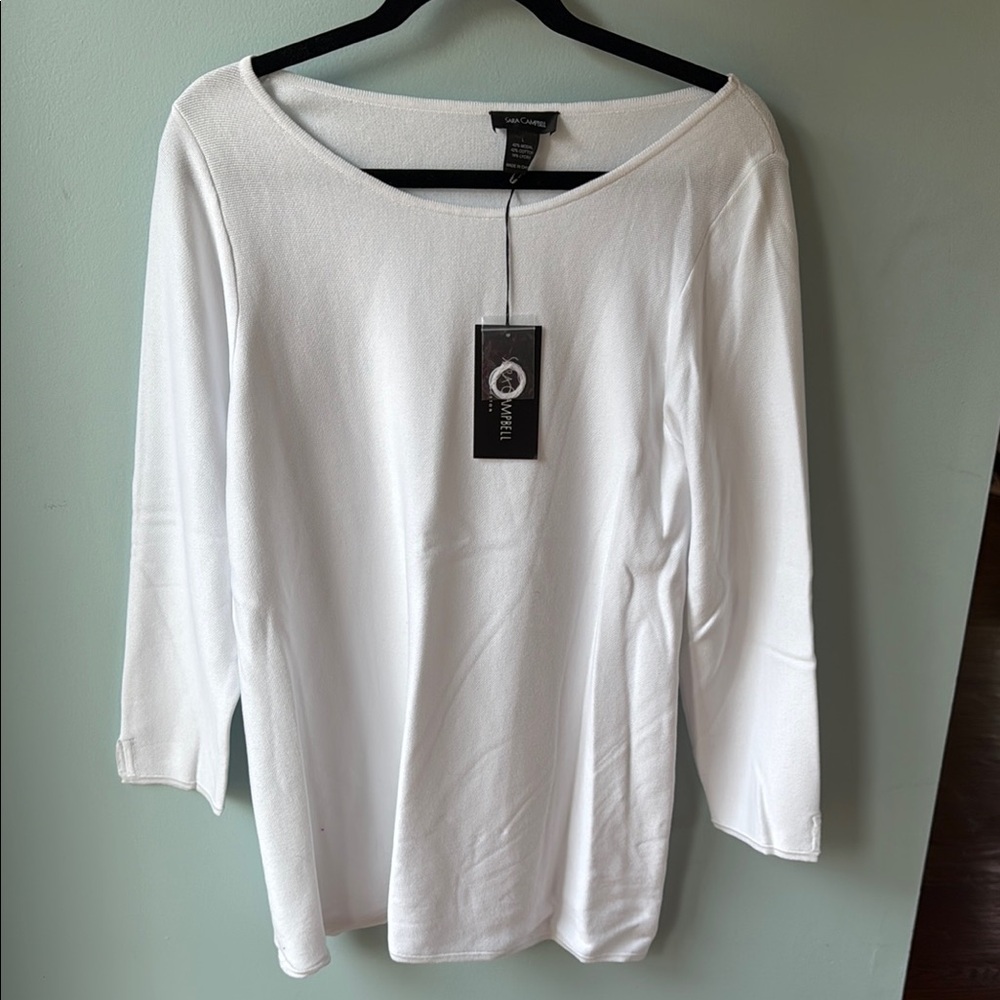 Sara Campbell White Relaxed Sweater